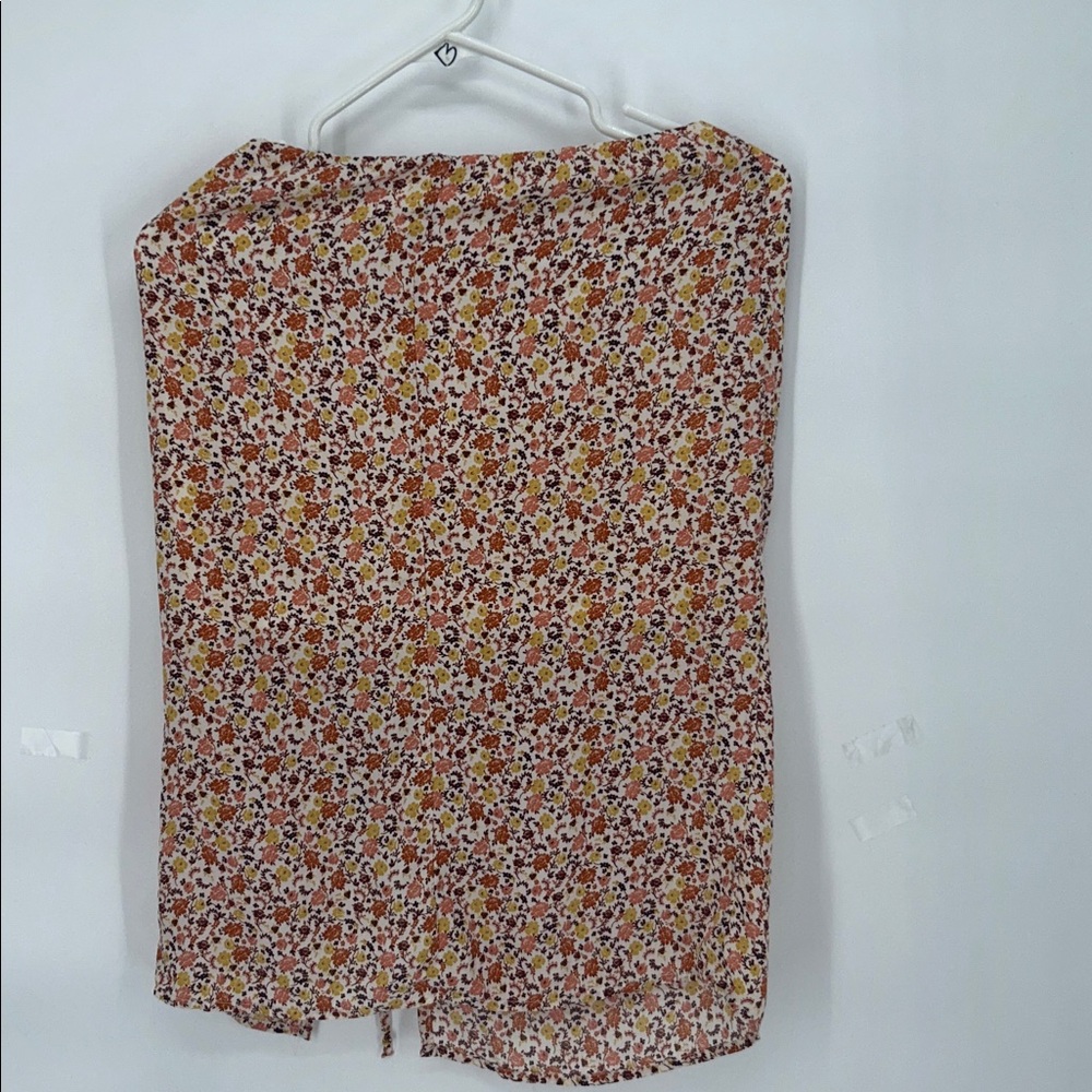 Sienna Sky Floral Ruched Mini Skirt Orange Yellow Boho Size S Womens - Picture 4 of 8